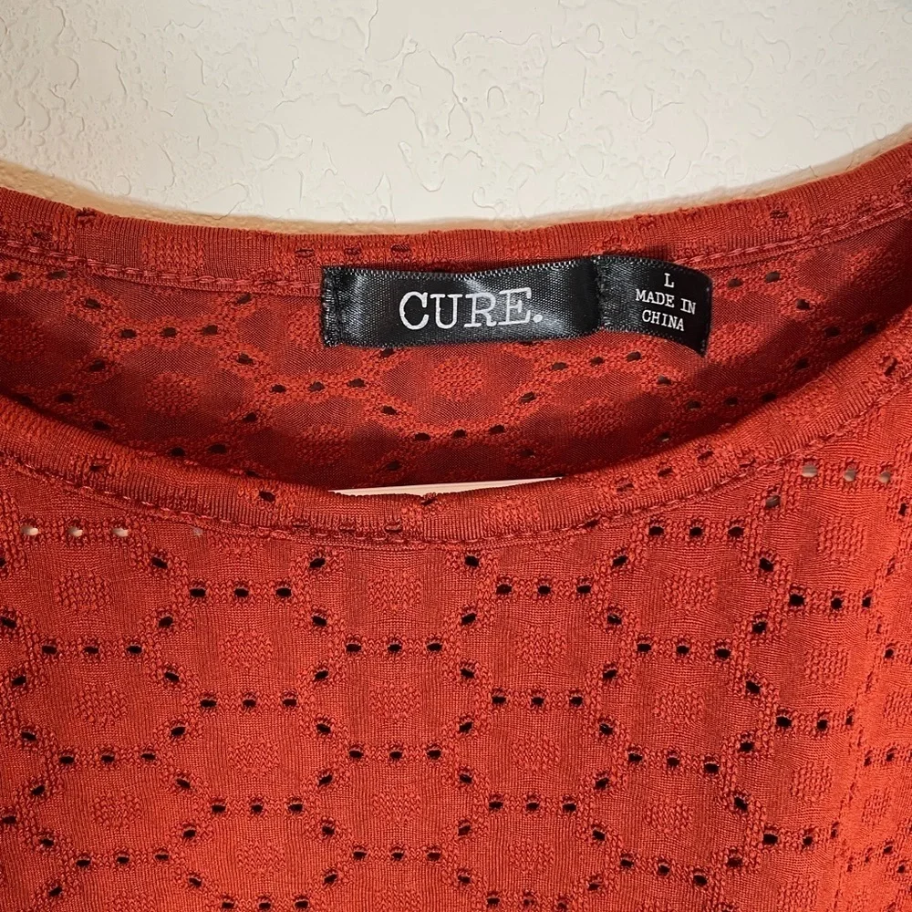 Cure Short Sleeve Eyelet Blouse Brown Large